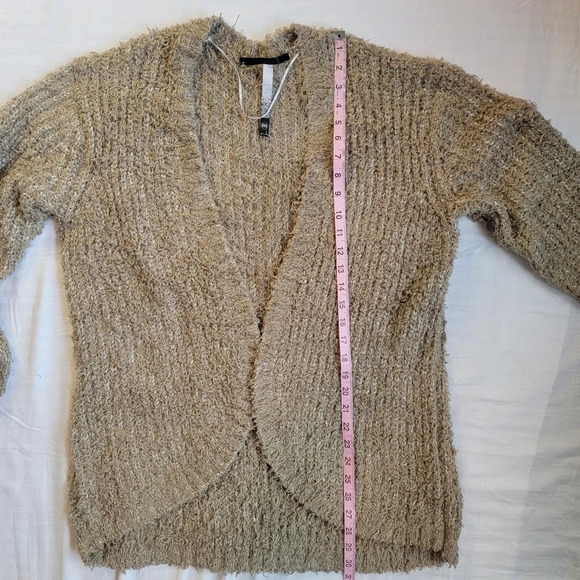 Kensie Soft Fuzzy Tan Open Front Cardigan Sweater Women's M - Picture 12 of 12
